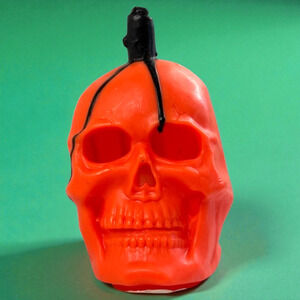 Vintage Gurley Halloween Candle Skull Orange Head Original Label 7" Unused READ